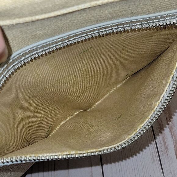 Lodis Bora Bora Large 13 x 9 Clutch Linen Metallic Silver Bag